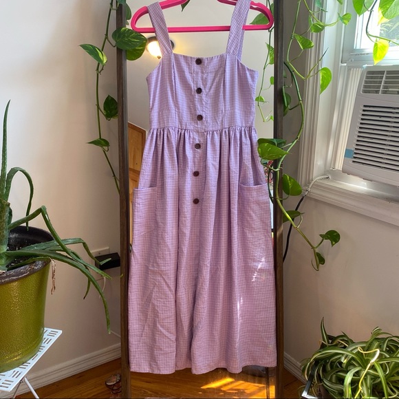 Nasty Gal Dresses & Skirts - BNWT Cortagecore purple gingham midi dress medium
